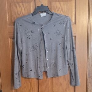 Robbie Bee Charcoal Floral Cardigan
